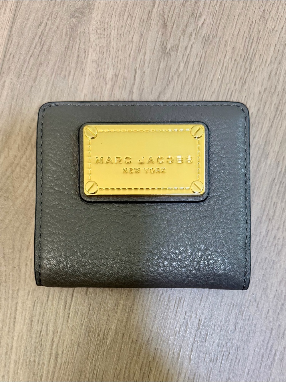 Marc Jacobs Pebbled Leather Wallet with Gold Plaque